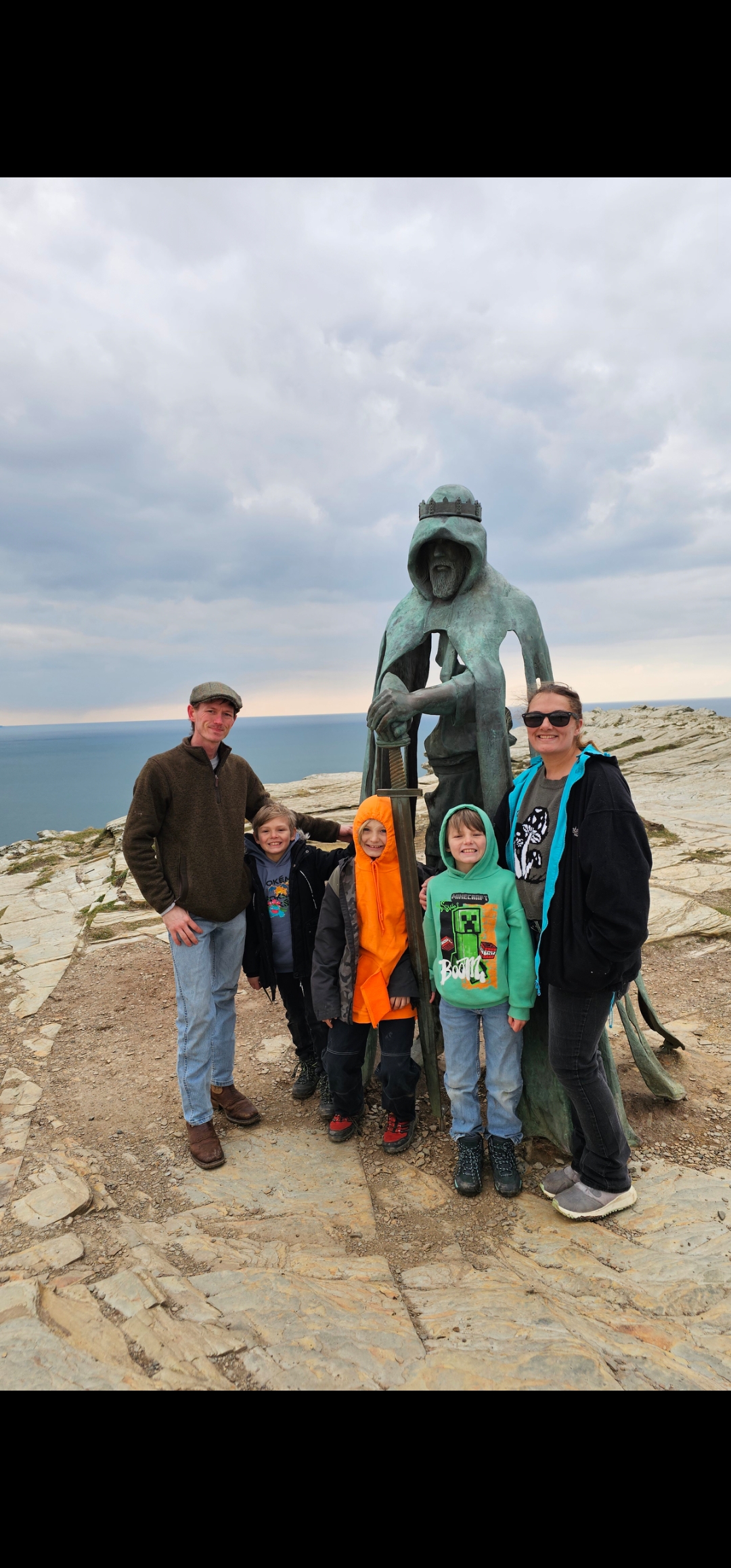Shane Thomas Strough — Family at Tintagel Castle, Cornwall with his three sons