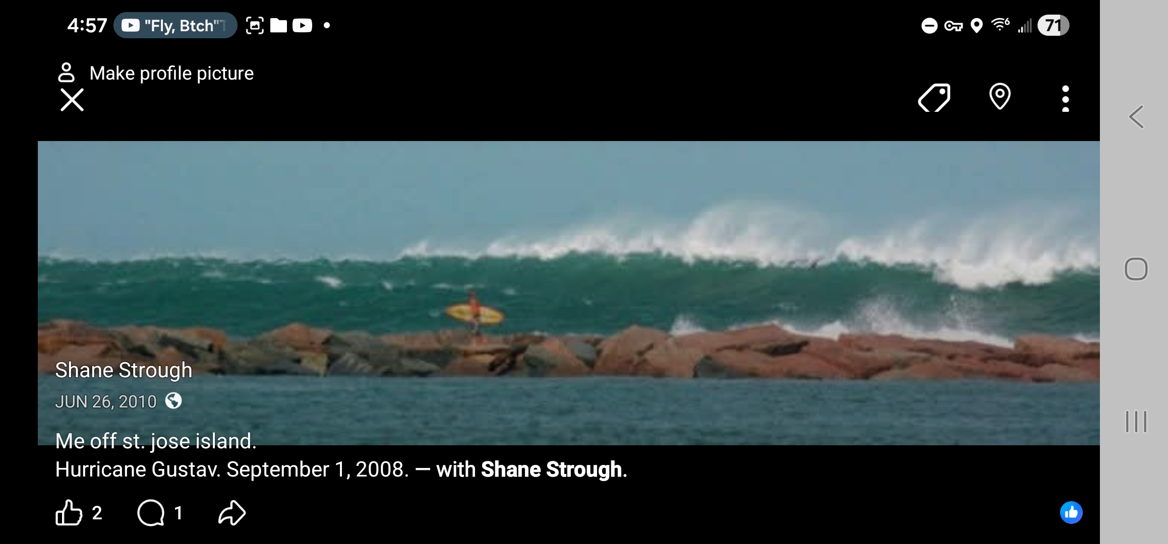 Shane Thomas Strough — Surfing Hurricane Gustav swell, St. Jose Island, September 2008